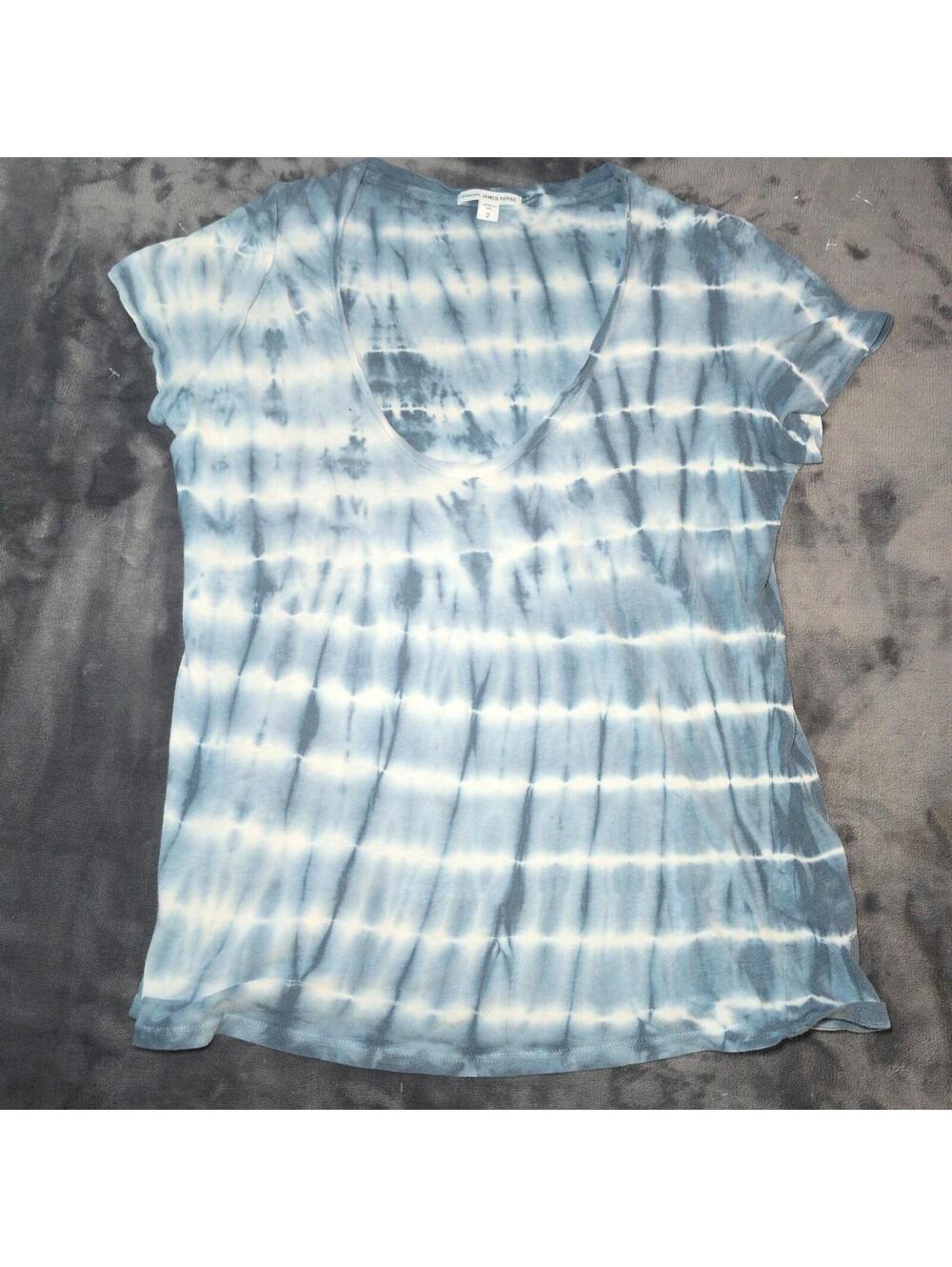 James Perse T Shirt Womens Size 2 Tye Dye Short Sleeve Scoop Neck Cotton USA
